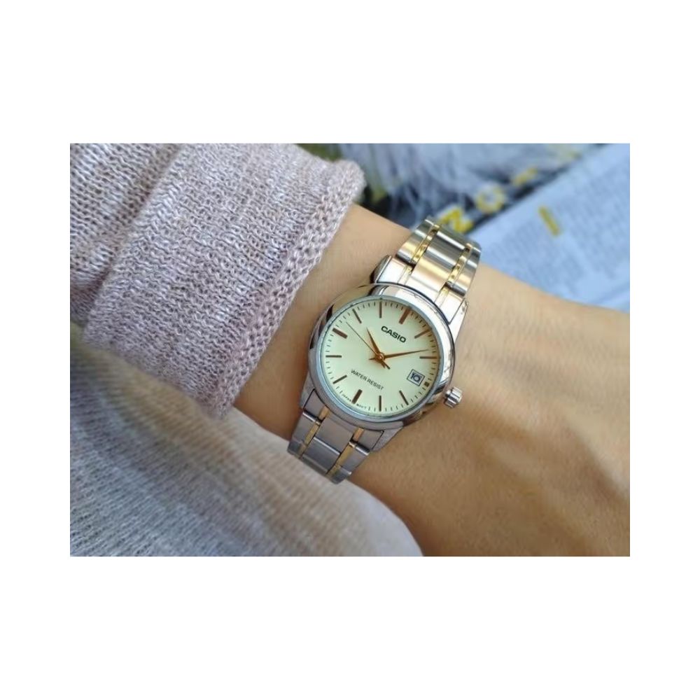 WW2838 Casio Standard Date Ladies Chain Watch LTP-V002SG-9AUDF