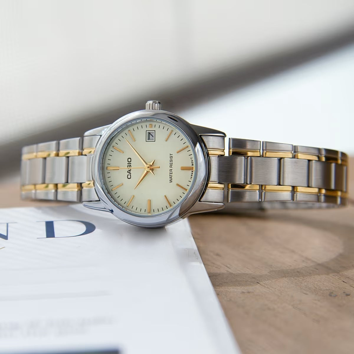 WW2838 Casio Standard Date Ladies Chain Watch LTP-V002SG-9AUDF