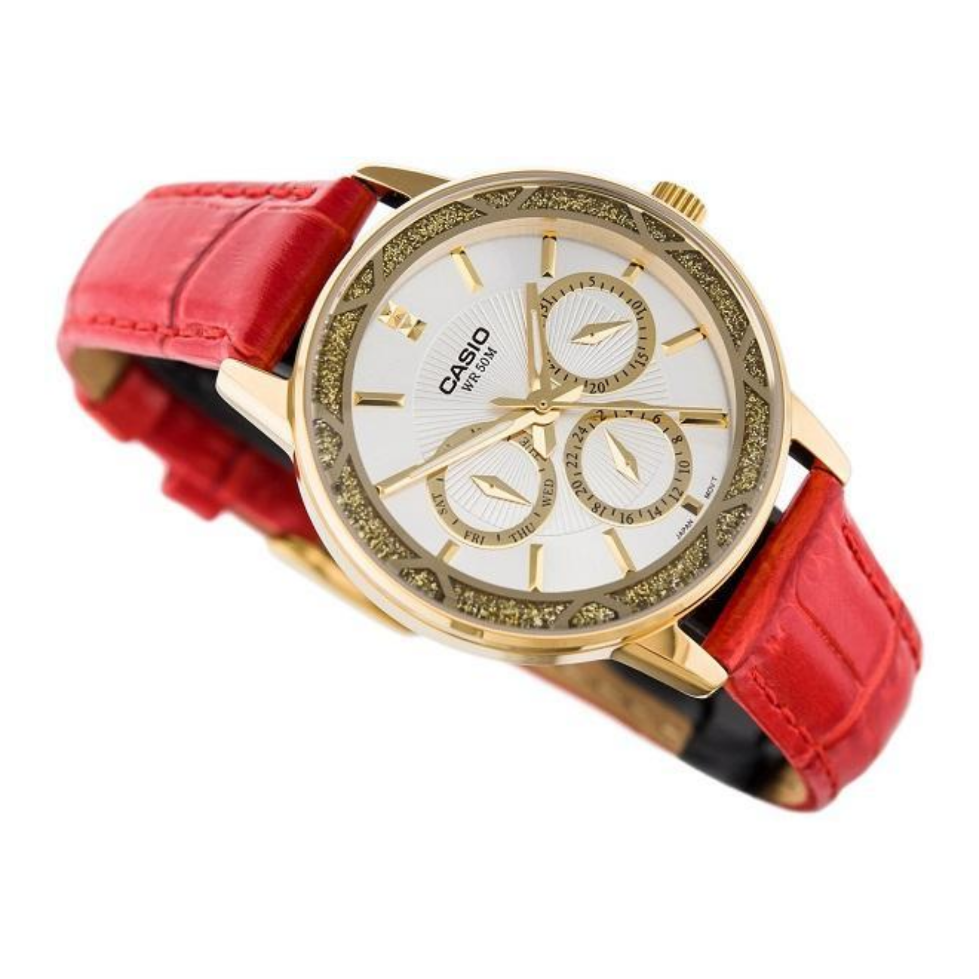 WW1184 Casio Enticer Multifunction Ladies Leather Belt Watch LTP-2087GL-4AVDF