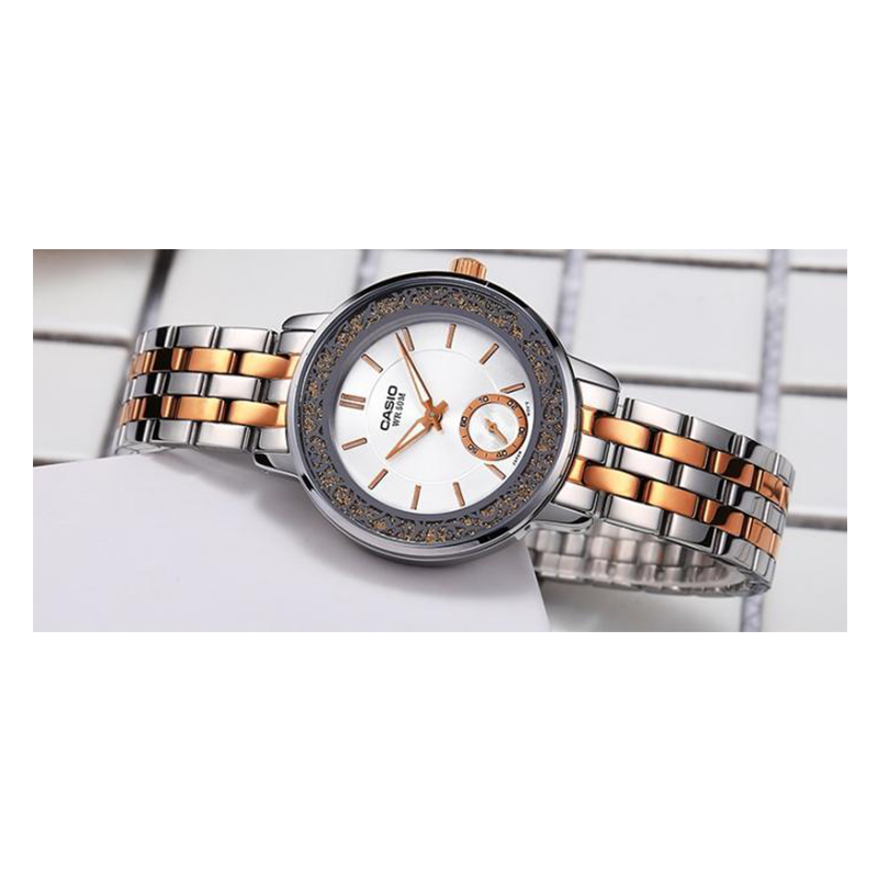 WW0030 Casio Enticer Two Tone Ladies Chain Watch LTP-E408RG-7AVDF