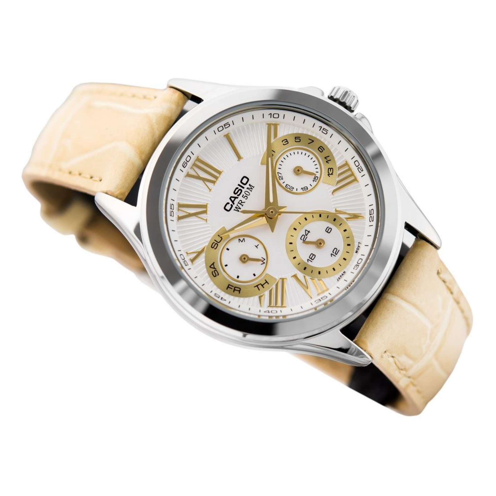 WW1201 Casio Enticer Multifunction Ladies Leather Belt Watch LTP-E308L-7A1VDF