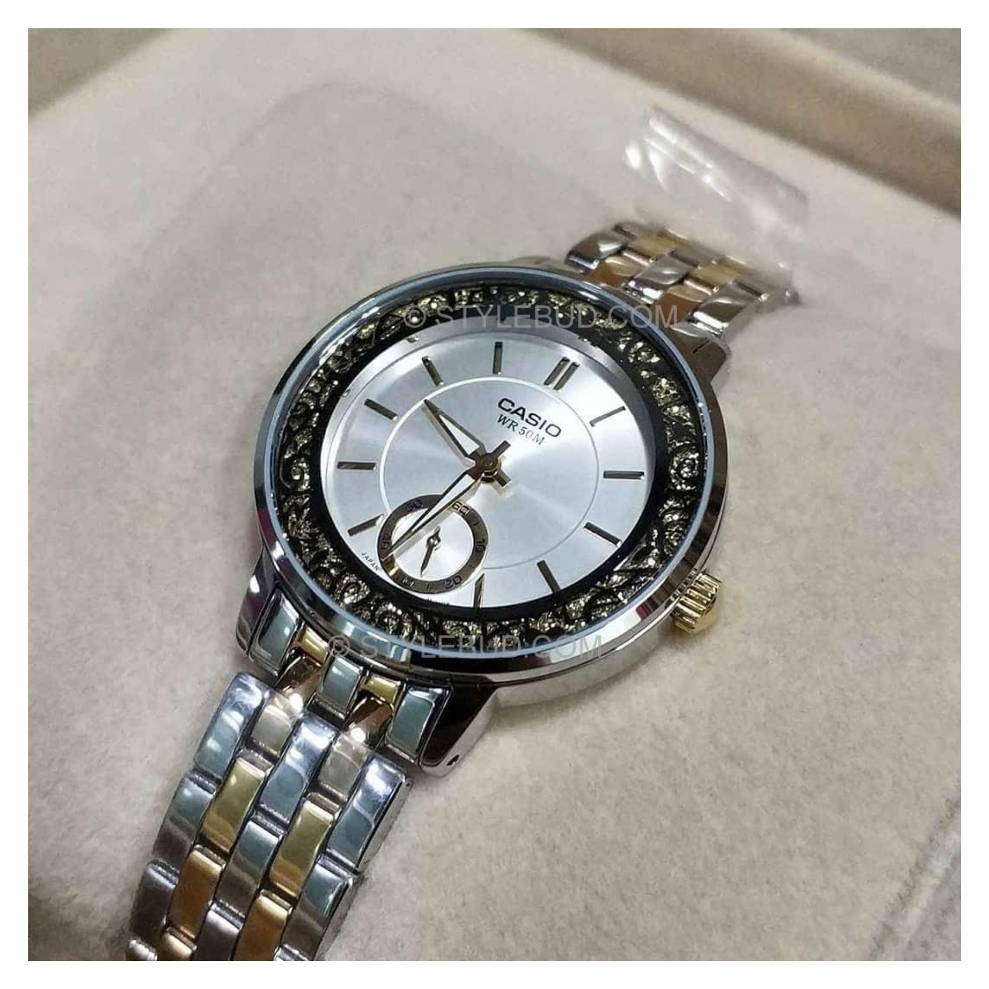 WW0031 Casio Enticer Two Tone Ladies Chain Watch LTP-E408SG-7AVDF