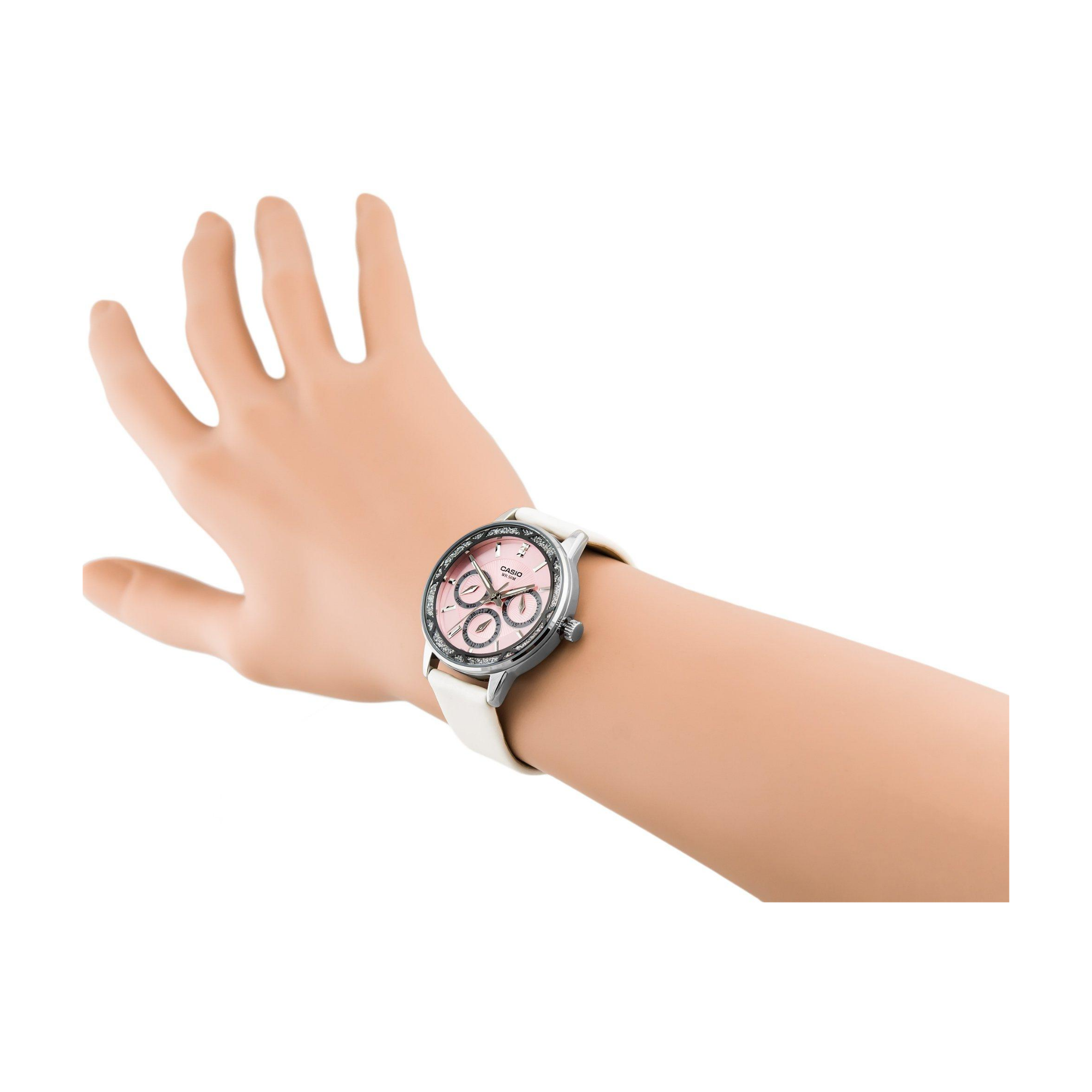 WW1186 Casio Enticer Multifunction Ladies Leather Belt Watch LTP-2087SL-4AVDF