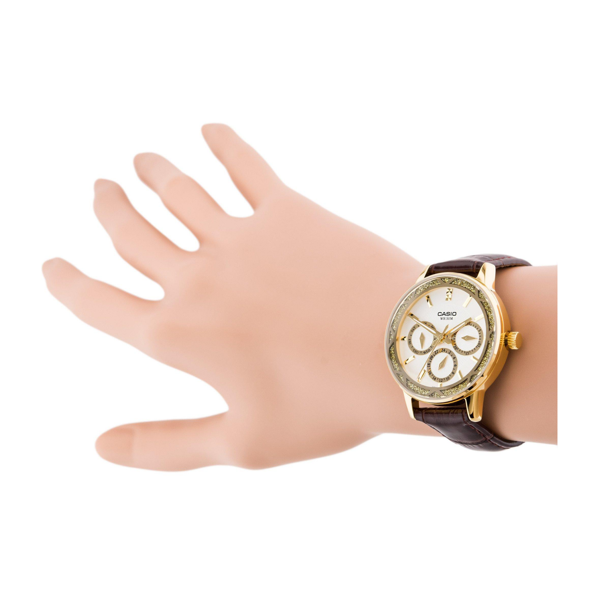 WW1185 Casio Enticer Multifunction Ladies Leather Belt Watch LTP-2087GL-5AVDF