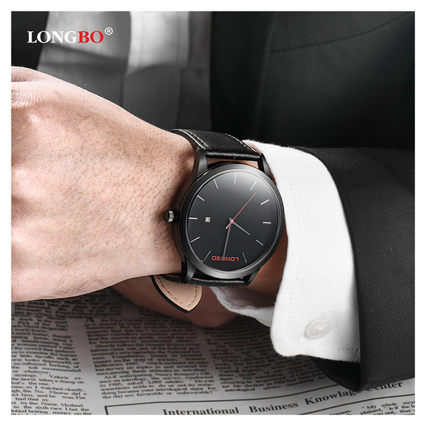 Longbo leather watch deals