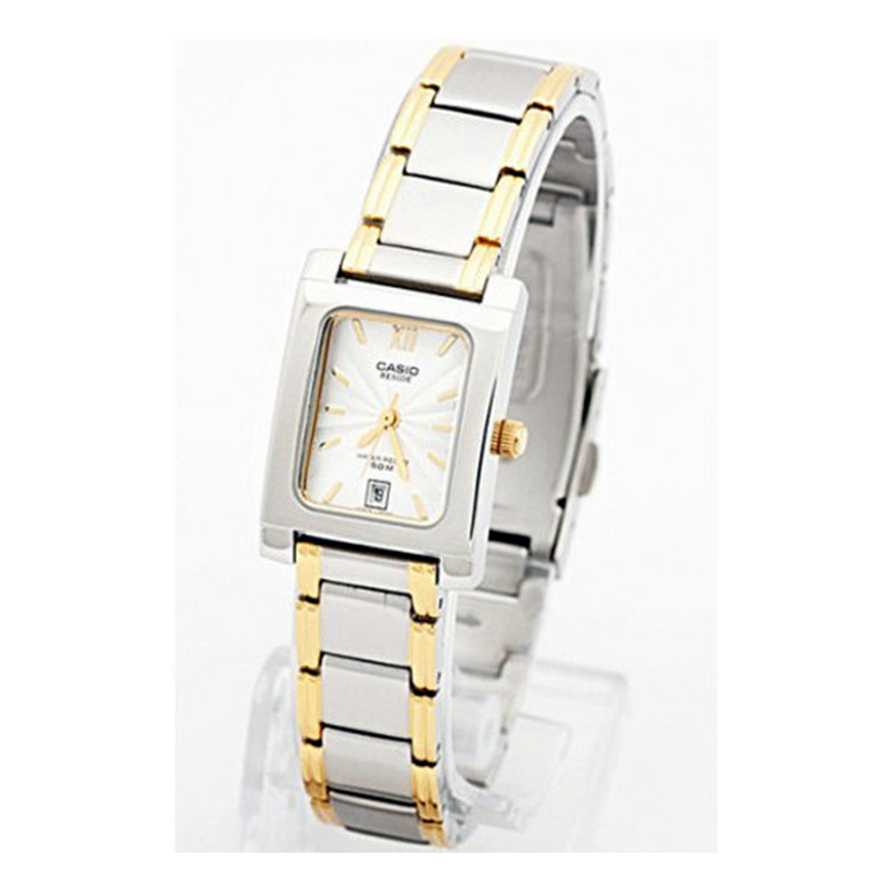 WW0298 Casio Beside Date Stainless Steel Two Tone Ladies Chain Watch BEL-100SG-7AVDF