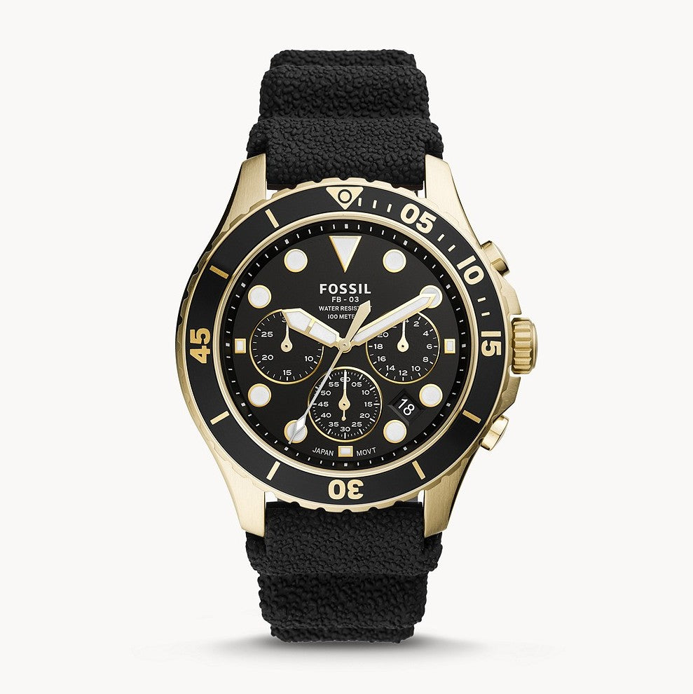 WW1707 Fossil FB-03 Chronograph Golden Fiber Belt Watch FS5729