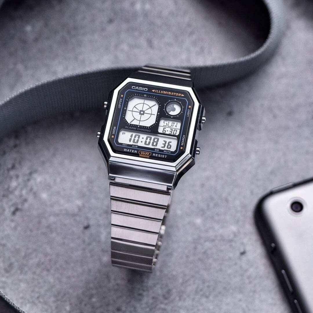 WW3080 Casio Vintage World Time Digital Chain Watch A130WE-1ADF