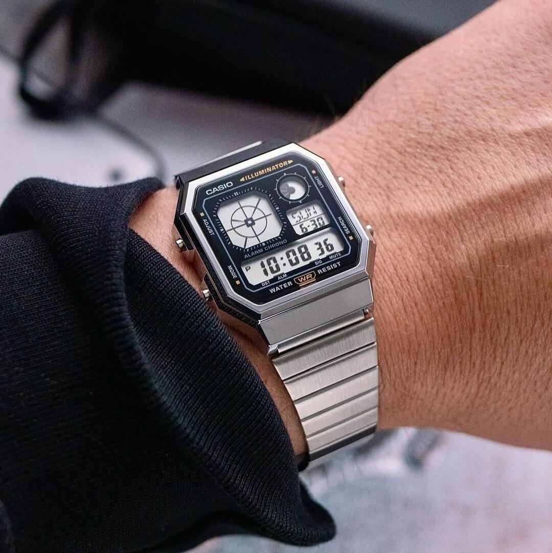 WW3080 Casio Vintage World Time Digital Chain Watch A130WE-1ADF