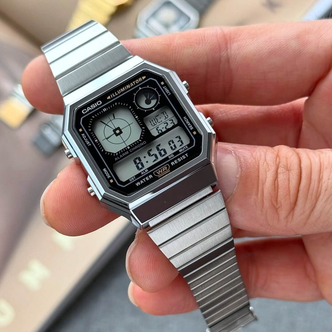 WW3080 Casio Vintage World Time Digital Chain Watch A130WE-1ADF