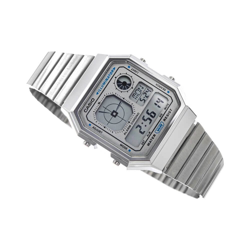 WW3081 Casio Vintage World Time Digital Chain Watch A130WE-7ADF