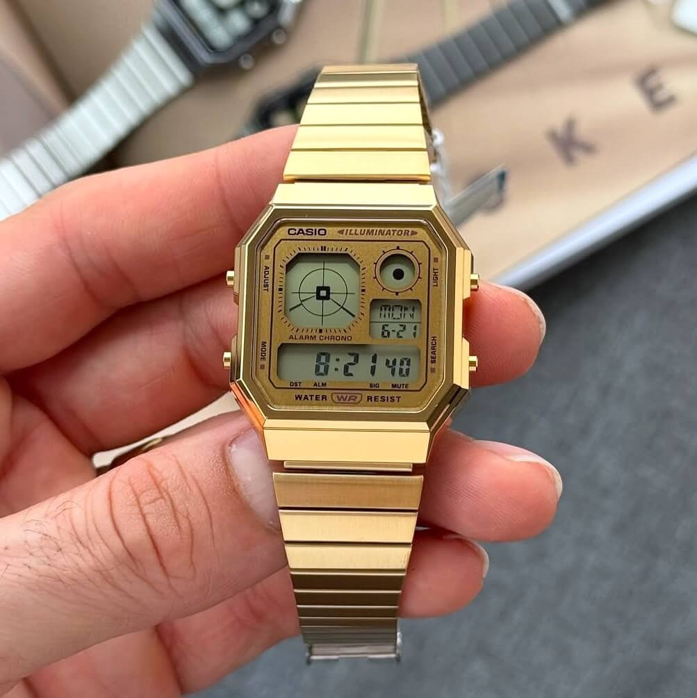 WW3082 Casio Vintage World Time Digital Chain Watch A130WEG-9ADF