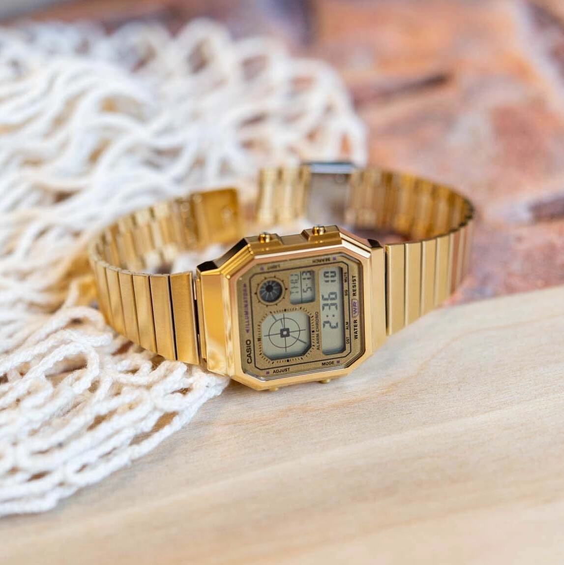 WW3082 Casio Vintage World Time Digital Chain Watch A130WEG-9ADF