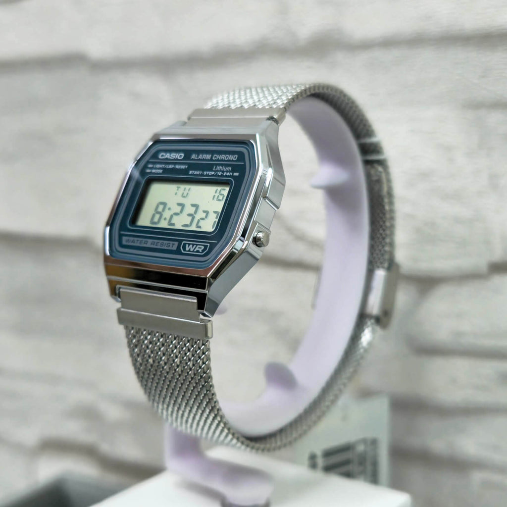 WW3208 Casio Vintage Digital Mesh Chain Watch A158WEM-3DF