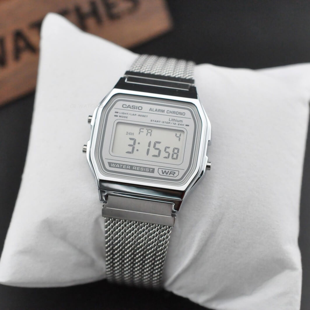 WW3209 Casio Vintage Digital Mesh Chain Watch A158WEM-7DF