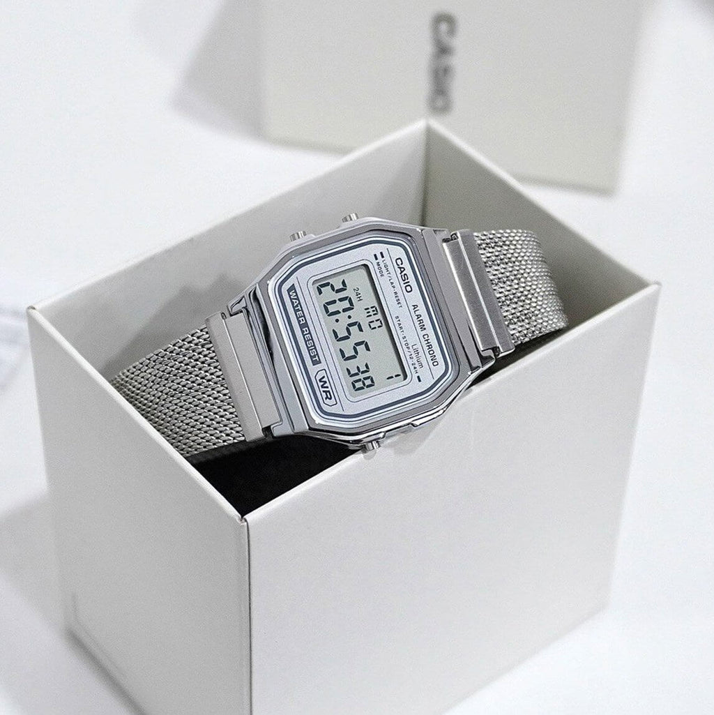 WW3209 Casio Vintage Digital Mesh Chain Watch A158WEM-7DF