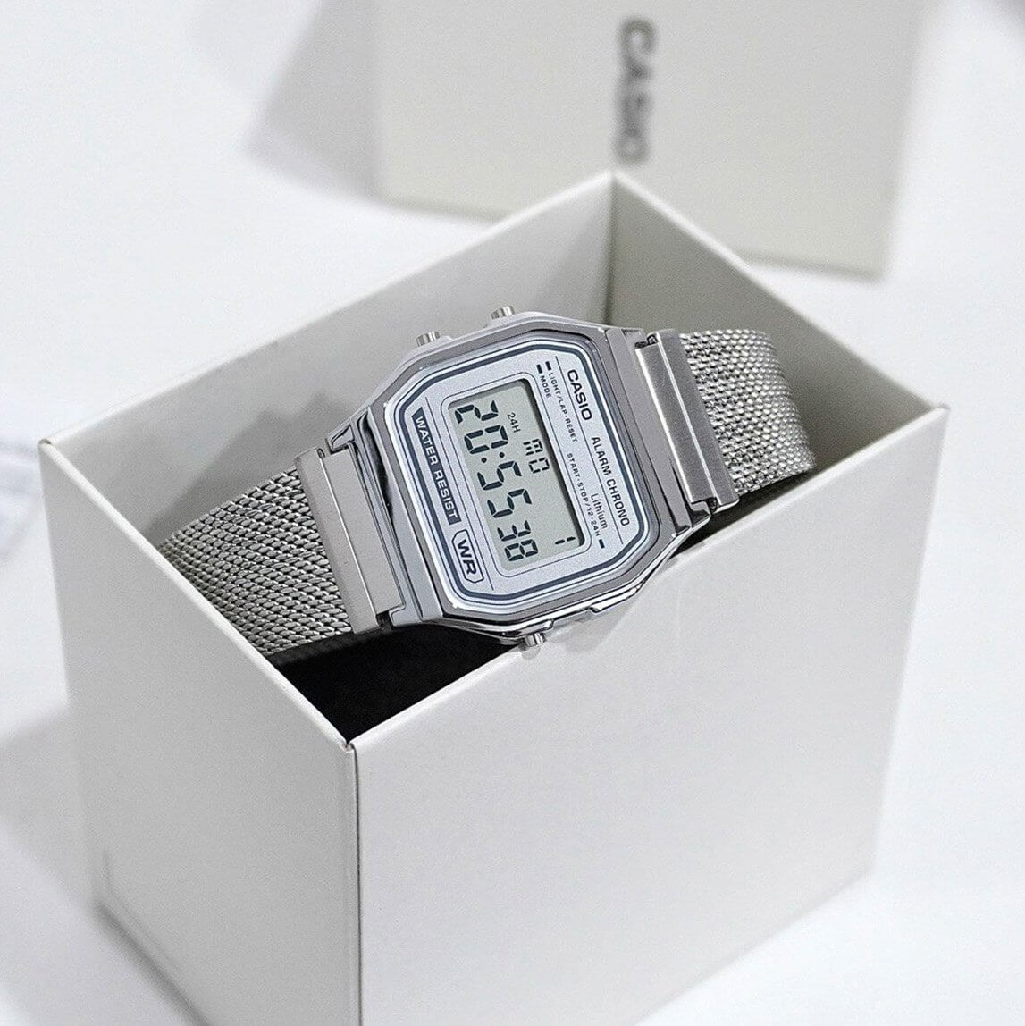 WW3209 Casio Vintage Digital Mesh Chain Watch A158WEM-7DF