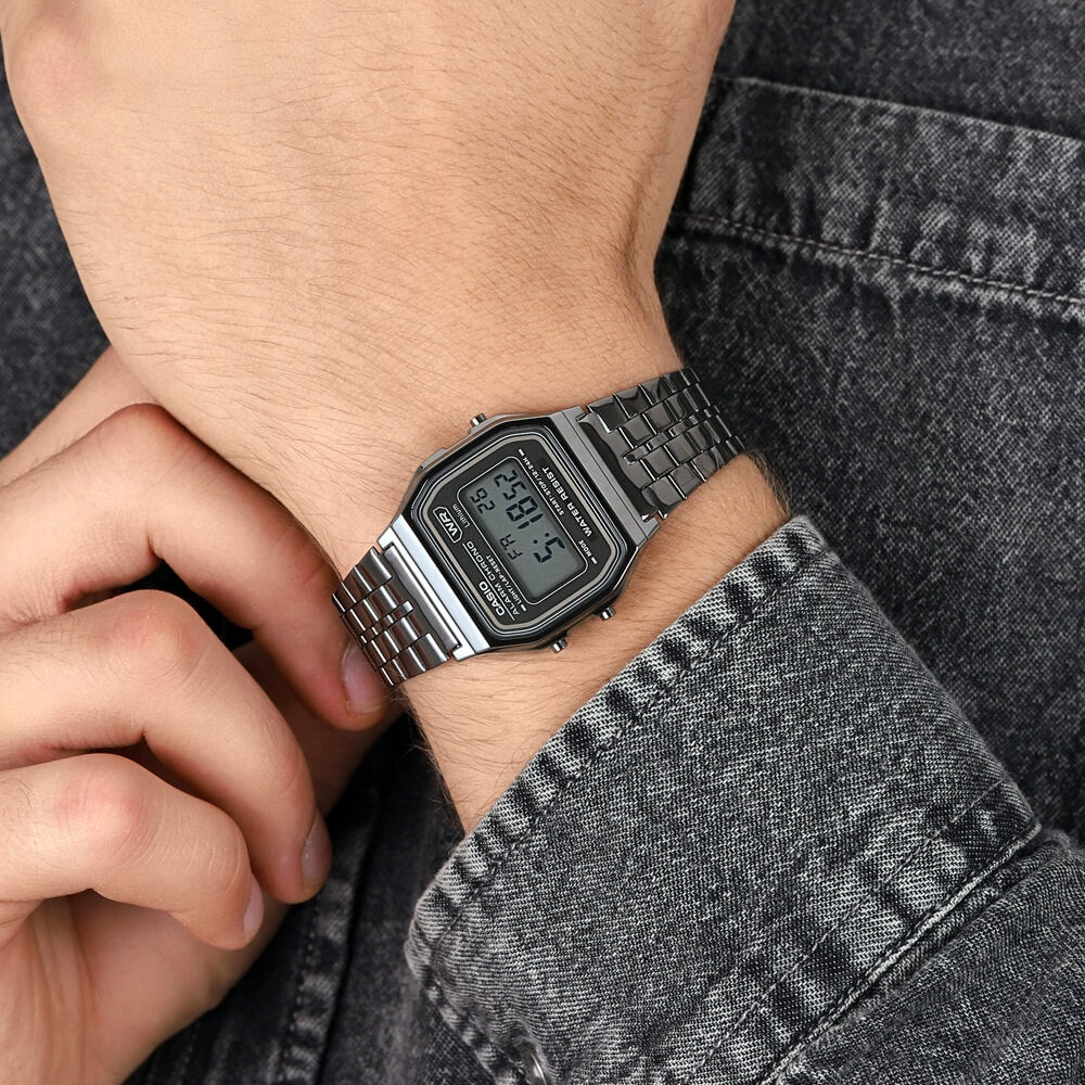 WW1491 Casio Vintage Digital Gunmetal Chain Watch A158WETB-1ADF