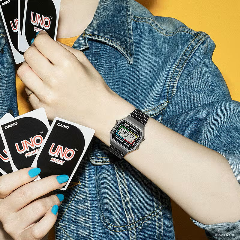 WW2873 Casio Vintage Illuminator Digital Chain Watch A168WEUC-1ADR