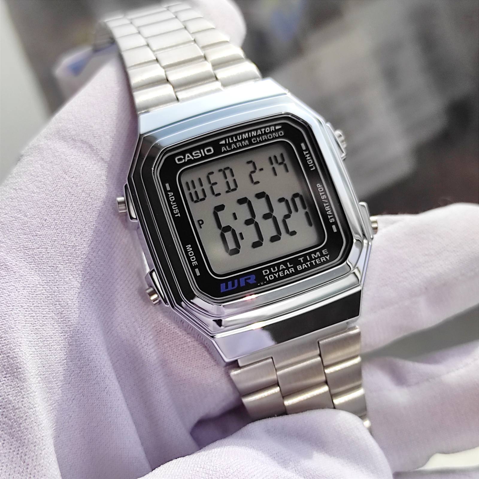 WW0725 Casio Vintage Dual Time Digital Chain Watch A178WA-1ADF