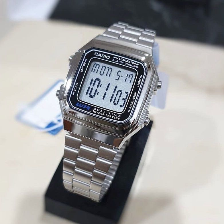 WW0725 Casio Vintage Dual Time Digital Chain Watch A178WA-1ADF