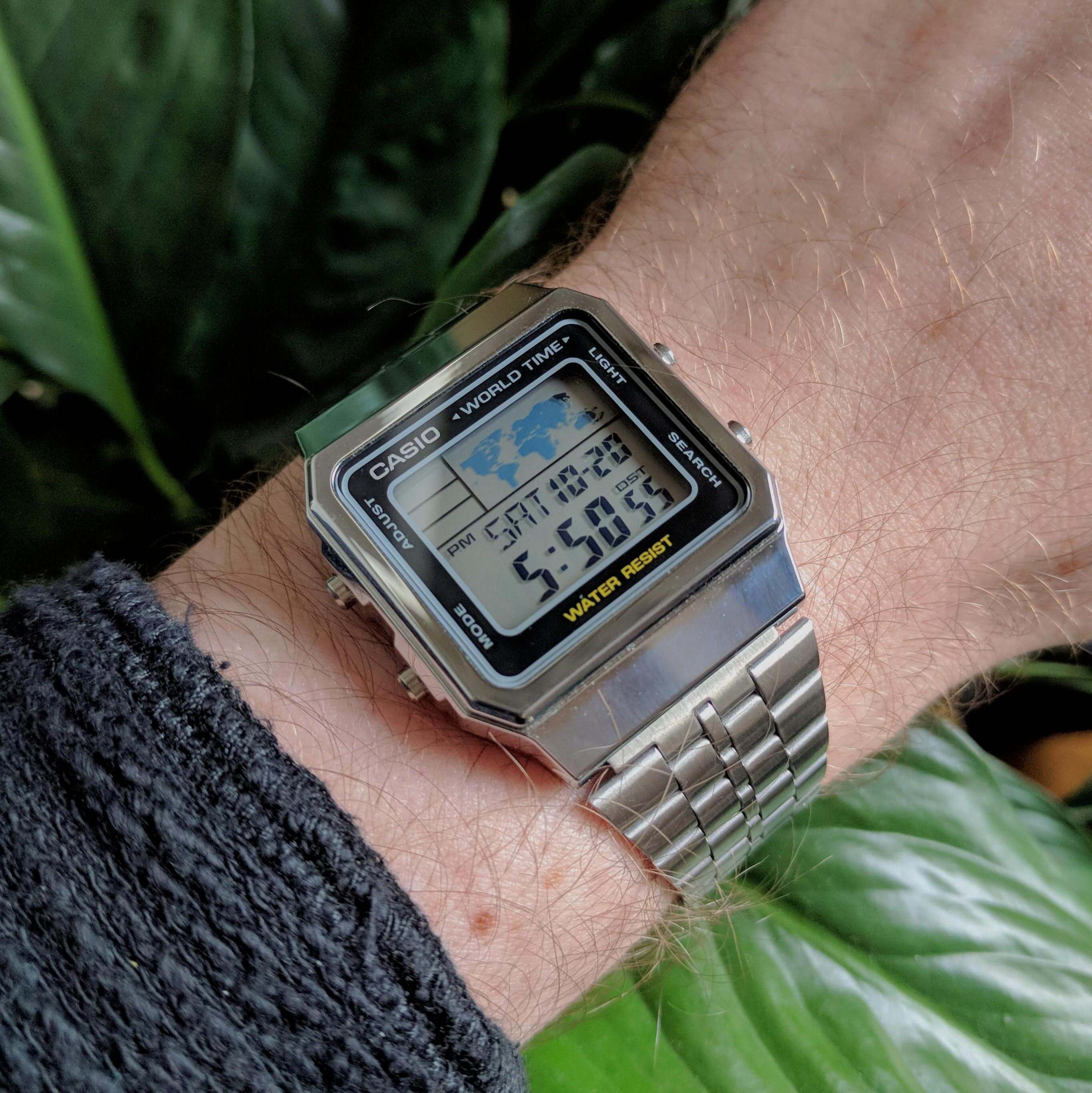 WW1898 Casio Vintage World Time Digital Chain Watch A500WA-1DF