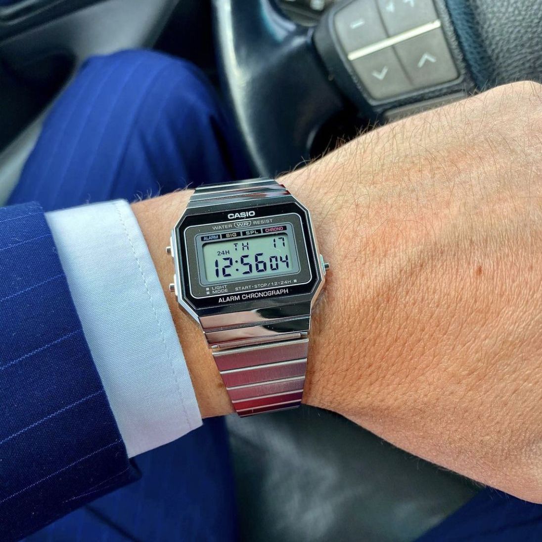 Casio A700W-1ADF Vintage Super Slim Digital Chain Watch description image