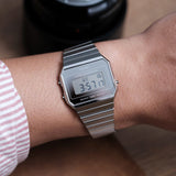 WW2893 Casio Vintage Super Slim Digital Silver Chain Watch A700WEV-7ADF