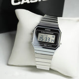 WW2893 Casio Vintage Super Slim Digital Silver Chain Watch A700WEV-7ADF