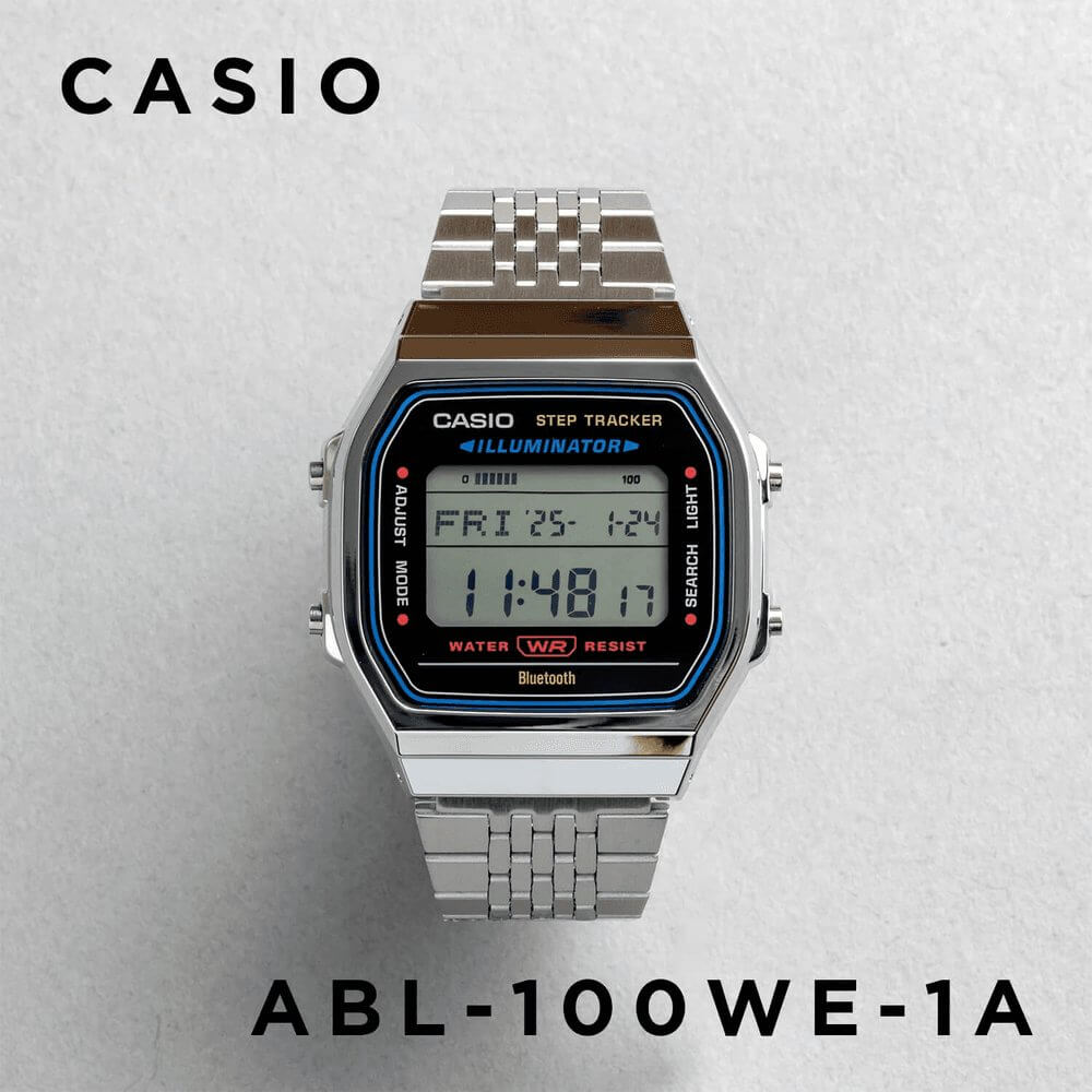 WW2989 Casio Vintage Step Tracker Bluetooth Chain Watch ABL-100WE-1ADF