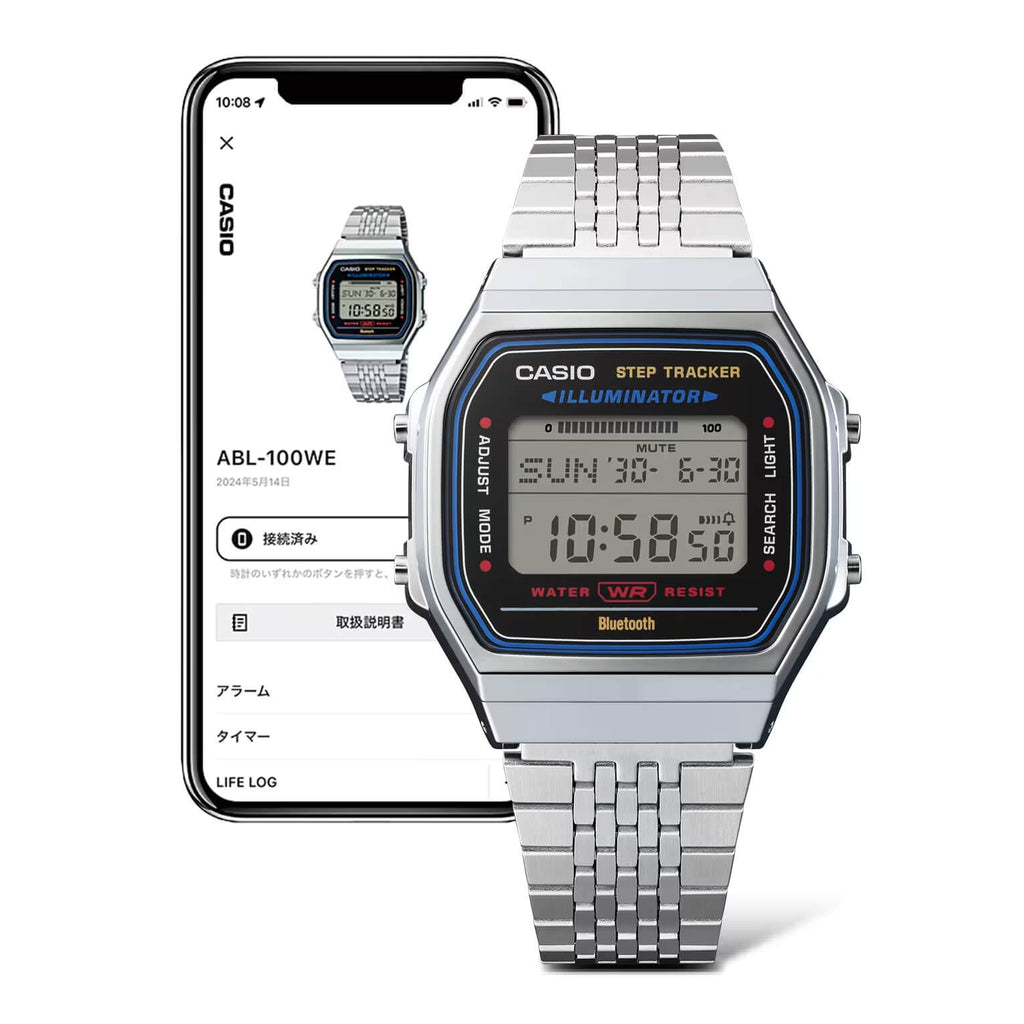 WW2989 Casio Vintage Step Tracker Bluetooth Chain Watch ABL-100WE-1ADF