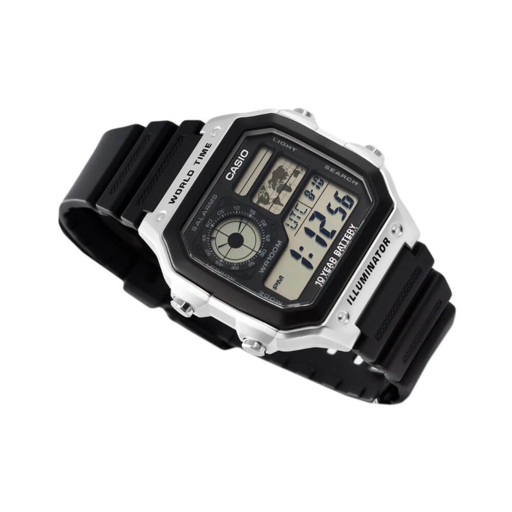 WW3025 Casio Youth World Time Digital Resin Belt Watch AE-1200WH-1CVCF