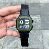 WW0046 Casio Youth World Time Digital Nylon Belt Watch AE-1200WHB-1BVDF