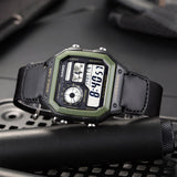 WW0046 Casio Youth World Time Digital Nylon Belt Watch AE-1200WHB-1BVDF