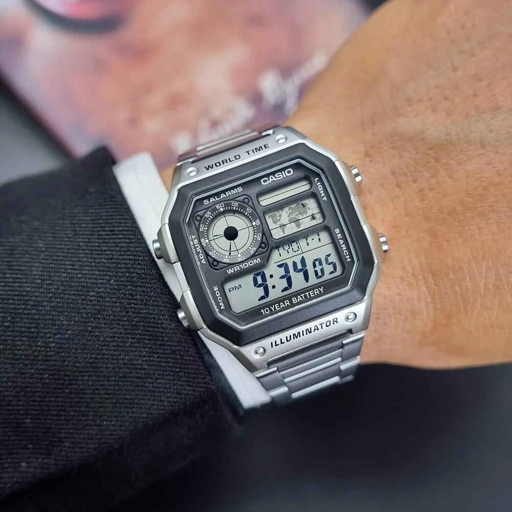 WW0045 Casio Youth World Time Digital Chain Watch AE-1200WHD-1AVDF