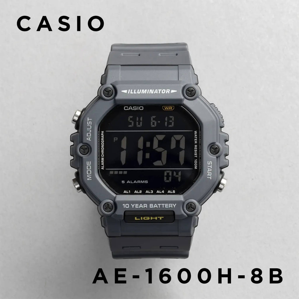 WW2998 Casio Youth Dual Time Digital Resin Belt Watch AE-1600H-8BVDF