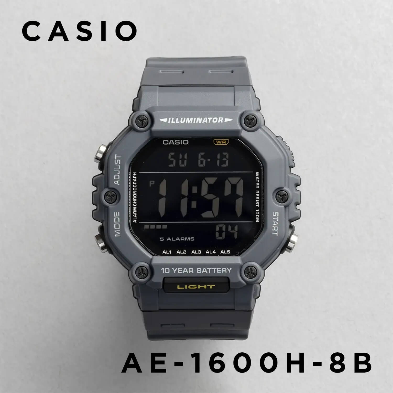 WW2998 Casio Youth Dual Time Digital Resin Belt Watch AE-1600H-8BVDF