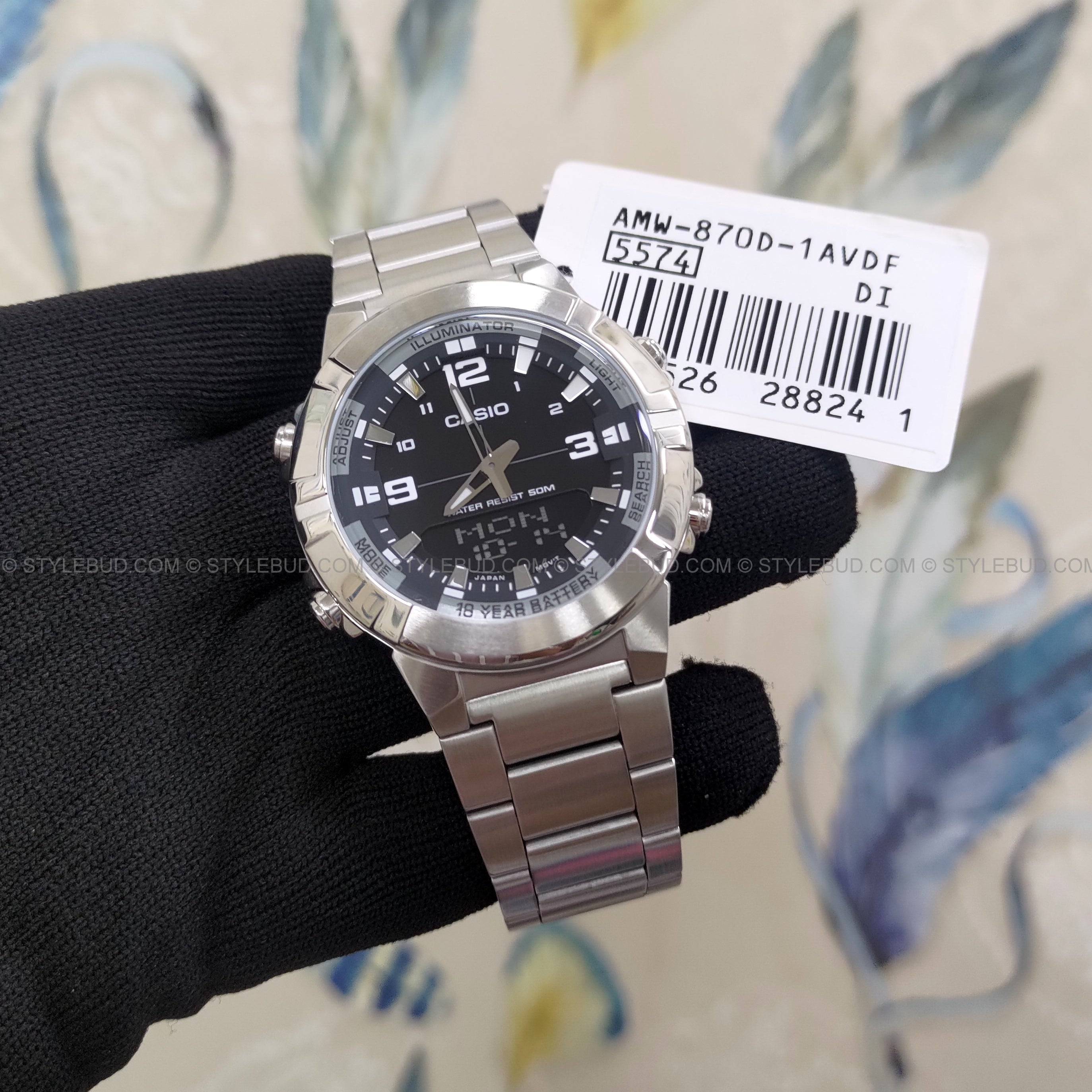 WW1579 Casio Standard Dual Time Chain Watch AMW-870D-1AVDF