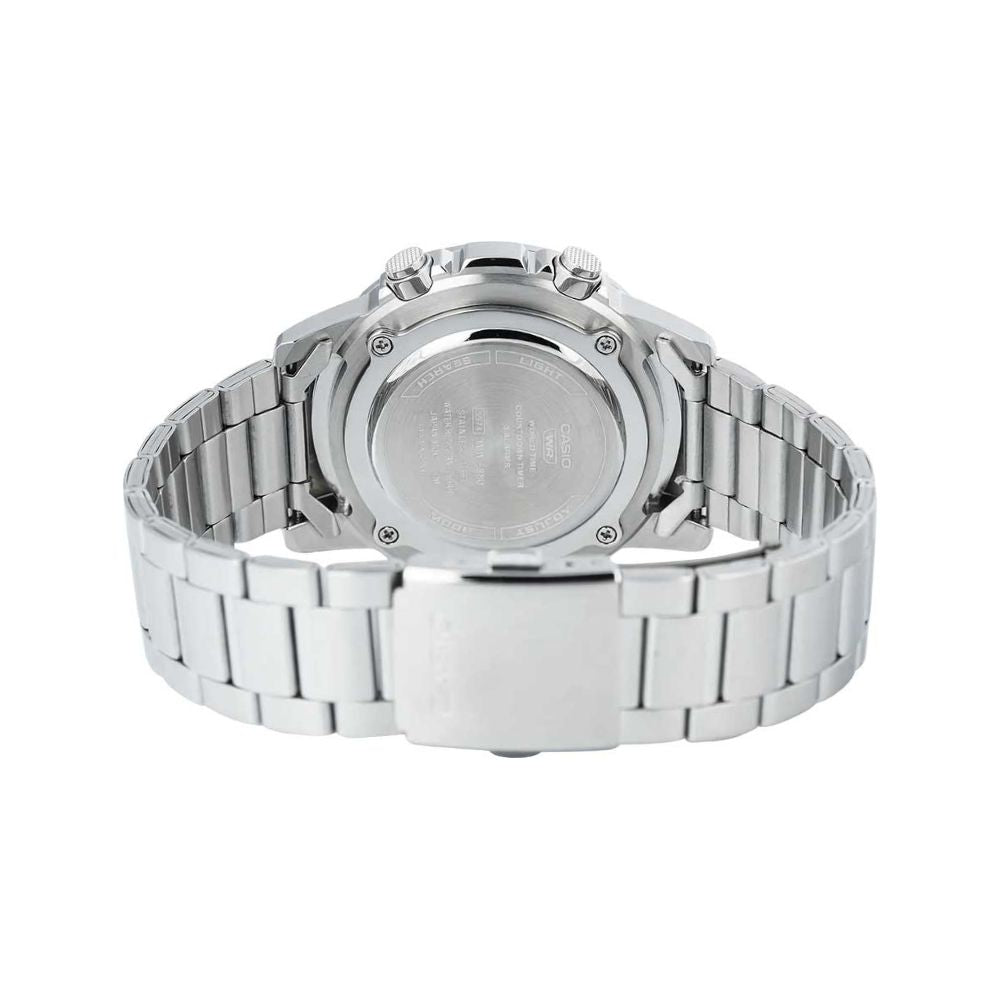 WW2606 Casio Standard Illuminator Dual Time Stainless Steel Chain Watch AMW-880D-2A1VDF