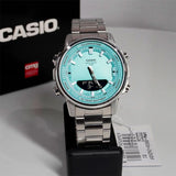 WW2607 Casio Standard Illuminator Dual Time Stainless Steel Chain Watch AMW-880D-2A2VDF