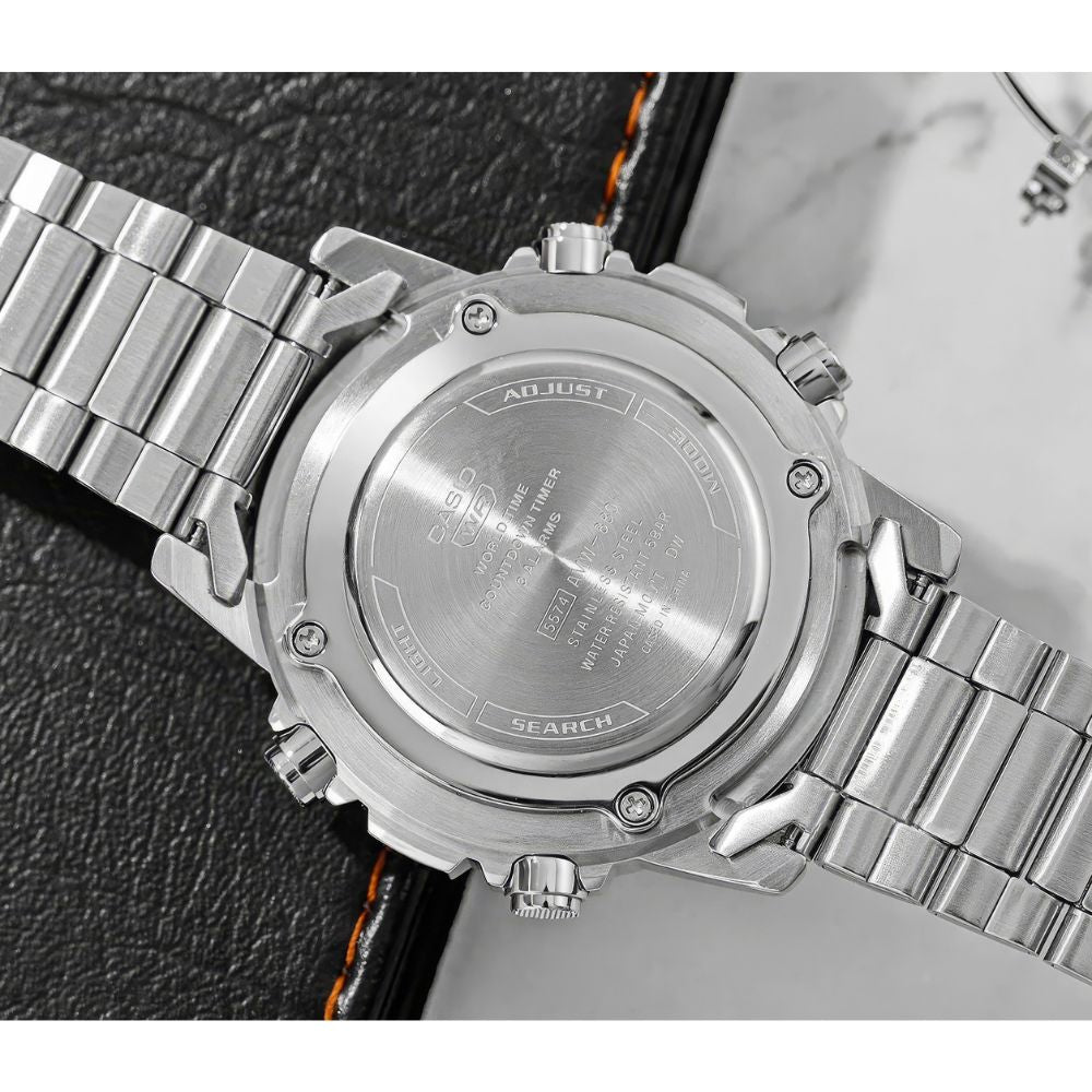 WW2607 Casio Standard Illuminator Dual Time Stainless Steel Chain Watch AMW-880D-2A2VDF