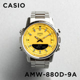 WW2609 Casio Standard Illuminator Dual Time Stainless Steel Chain Watch AMW-880D-9AVDF