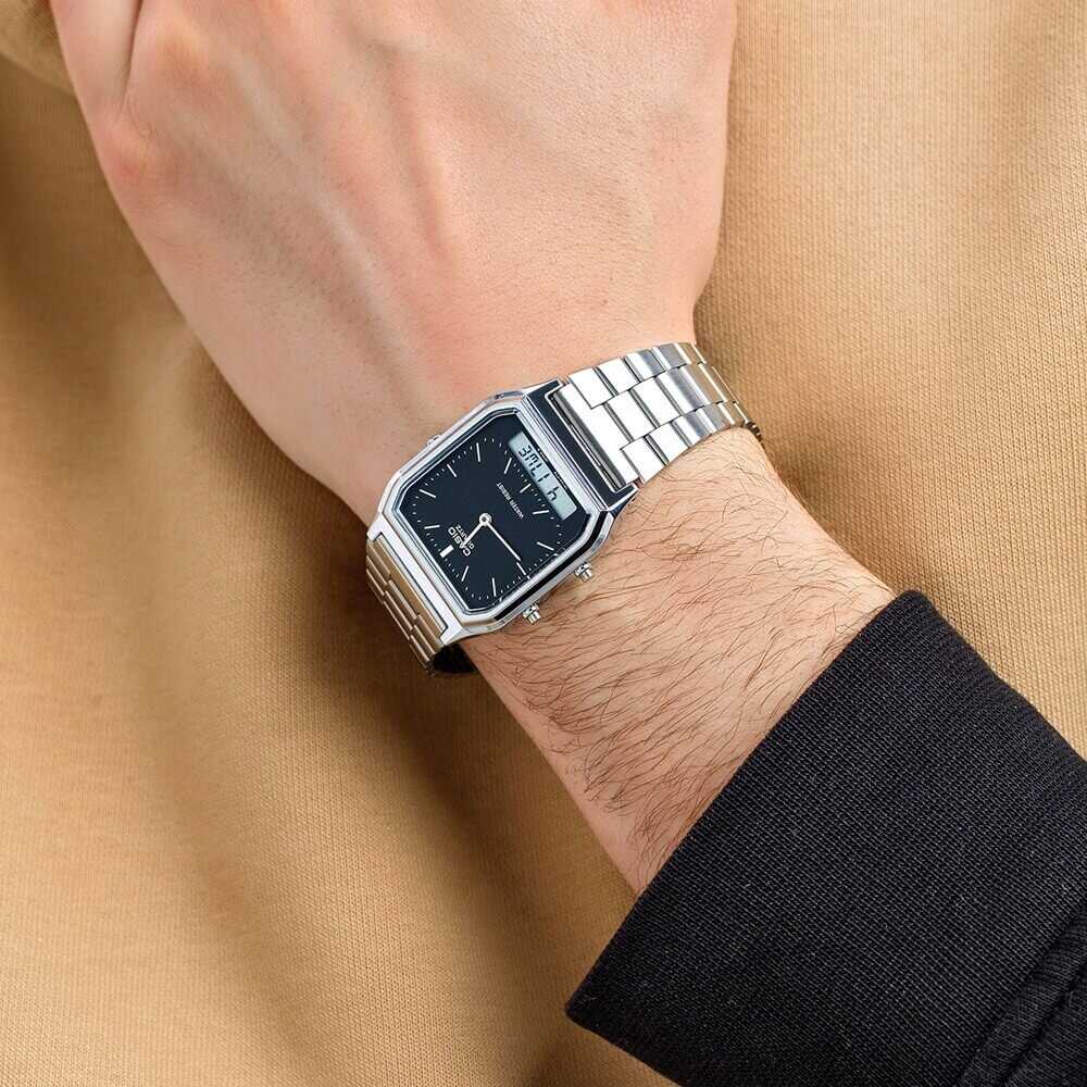 WW1824 Casio Vintage Dual Time Chain Watch AQ-230A-1DMQ