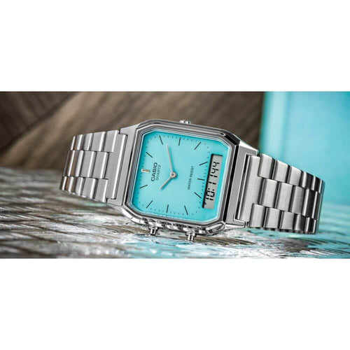 WW0482 Casio Vintage Dual Time Chain Watch AQ-230A-2A2MQYDF