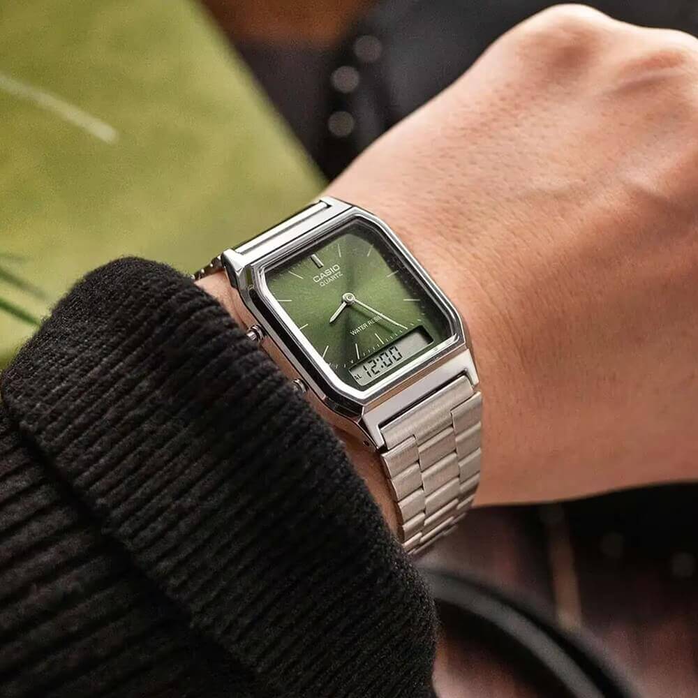 WW3095 Casio Vintage Dual Time Chain Watch AQ-230A-3AMQYDF