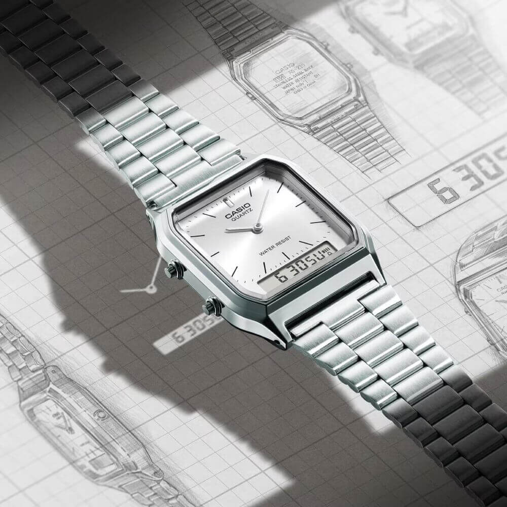 WW0483 Casio Vintage Dual Time Chain Watch AQ-230A-7AMQYDF