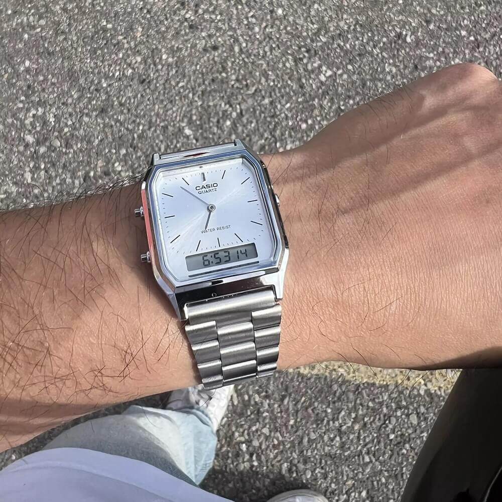WW0483 Casio Vintage Dual Time Chain Watch AQ-230A-7AMQYDF