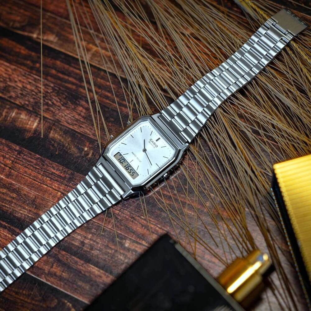 WW0483 Casio Vintage Dual Time Chain Watch AQ-230A-7AMQYDF