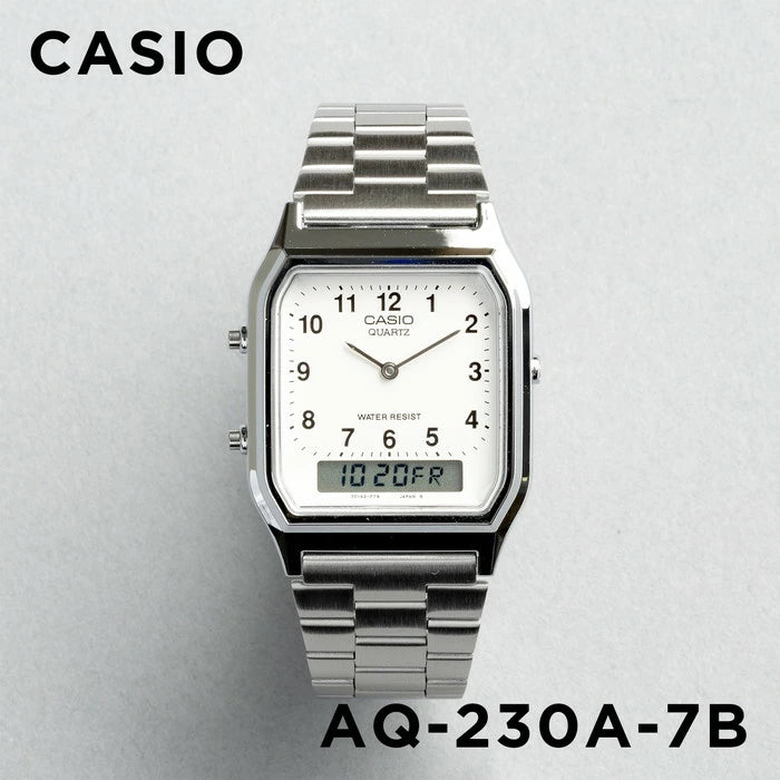 WW1825 Casio Vintage Dual Time Chain Watch AQ-230A-7BMQ