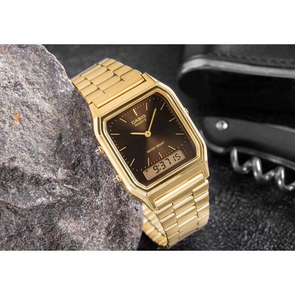 WW3099 Casio Vintage Dual Time Chain Watch AQ-230GA-5AMQYDF